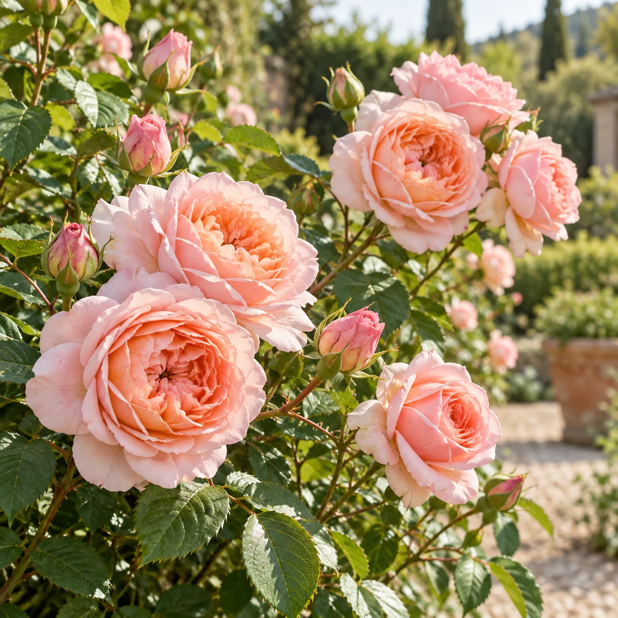 Rose rosa in fiore.